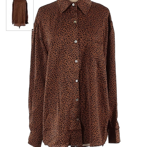 12th Tribe leopard print collared button down long sleeve shirt - Picture 4 of 5